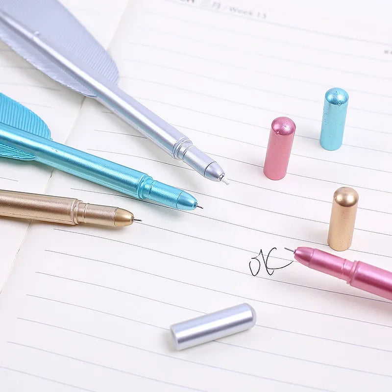 Feather Gel Pens 3-Pack | 0.5mm Cute School Writing Pens Gel Pen Set Axl