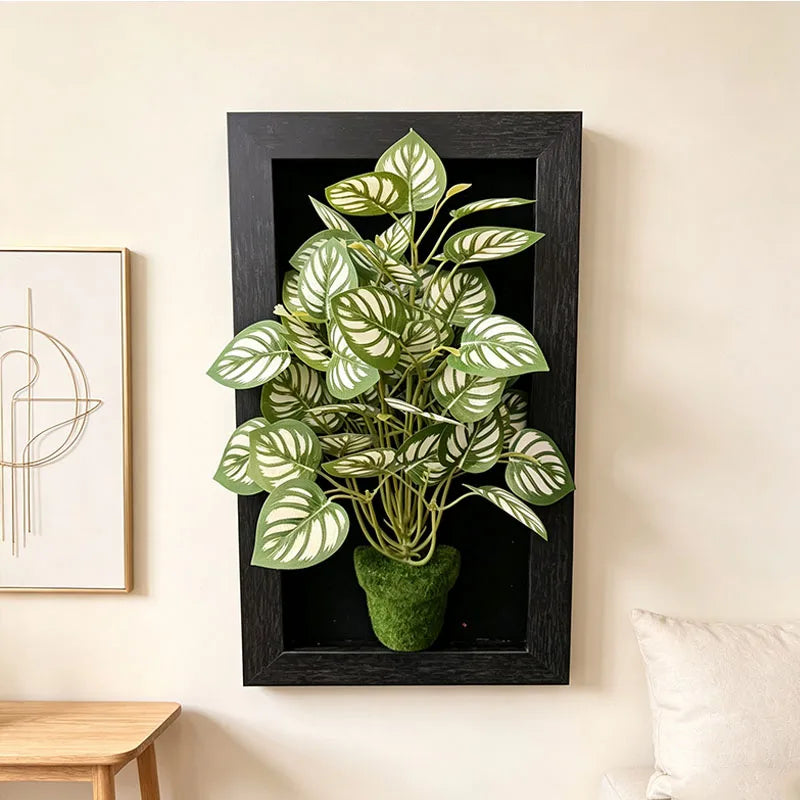 3D Shadow Box Preserved Zebra Leaves Dried Flower Decor Gift Floral Shadow Box Axl