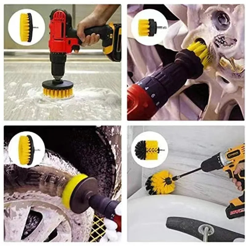 BALASHOV 3-Pc Drill Brush Kit – Power Scrubber Attachment Set Drill Brush Kit Axl
