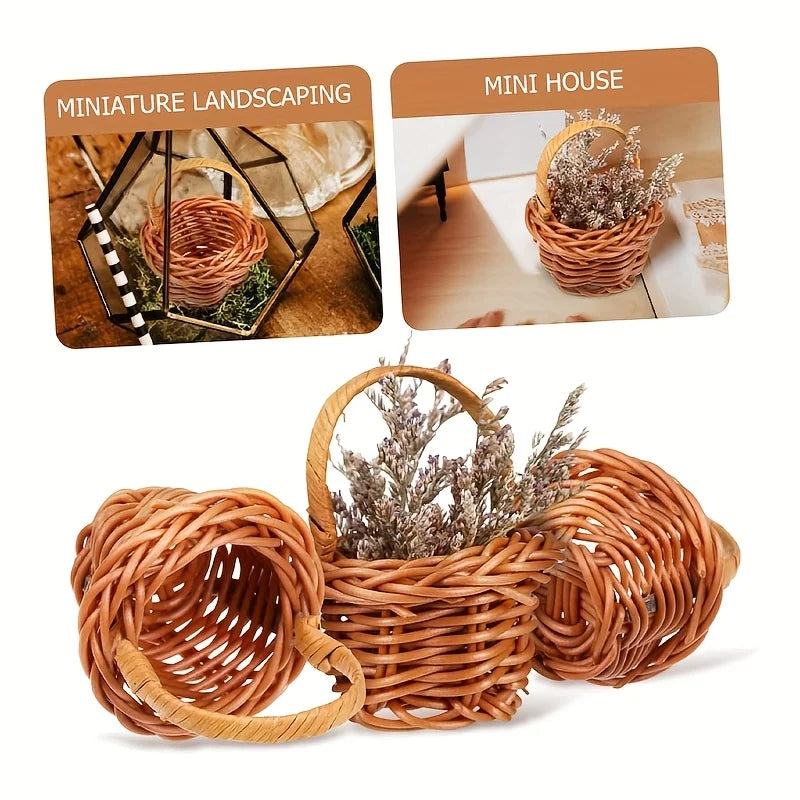 10-Pack Bohemian Mini Woven Baskets with Handle | Boho Decor Decorative Storage Baskets Axl