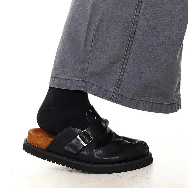 Luxury Leather Split-Toe Platform Slippers | Men & Women Leather Platform Slippers Axl