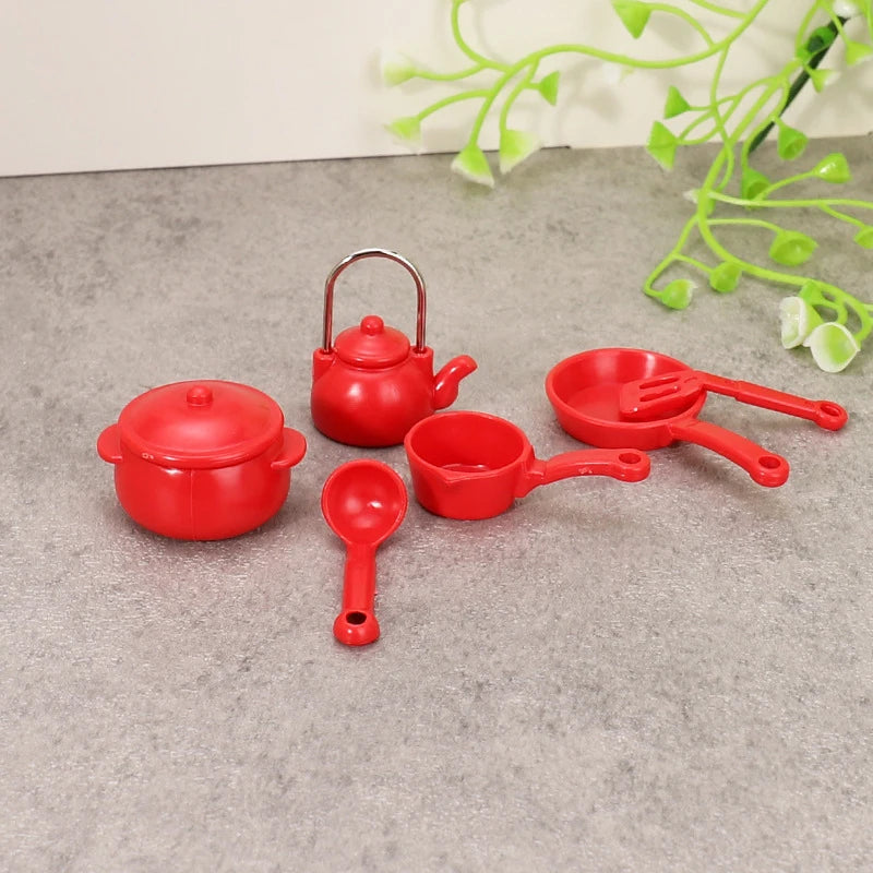1:12 Dollhouse Miniature Cookware Set – Pot Pan Kettle Spoon Dollhouse Accessories Axl