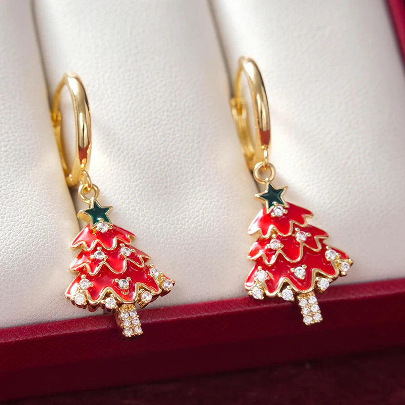 Huitan Christmas Tree Dangle Earrings – CZ Drop Jewellery Dangle Earrings Axl