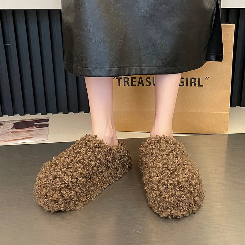 Women's Plush Flock Slippers – Hoof Heels Closed Toe Slides Women's Slippers Axl