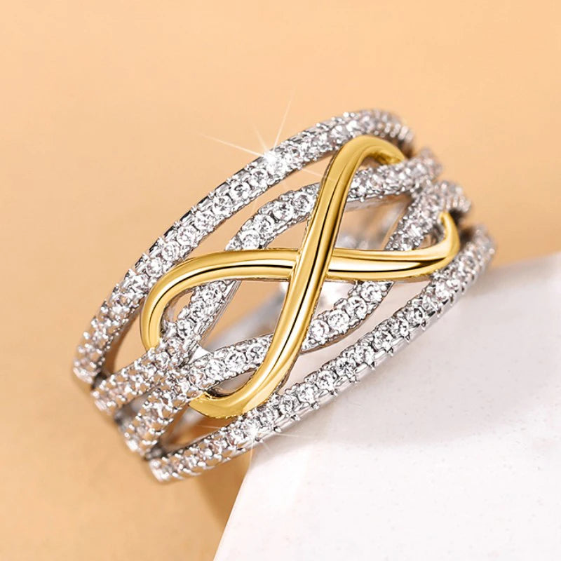 Huitan Infinity CZ Women's Ring – Wedding & Eternity Band Fashion Ring Axl