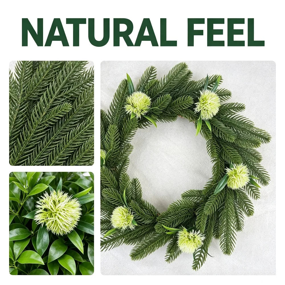 Artificial Eucalyptus Boxwood Wreath with Berries | Front Door Decorative Wreath Axl