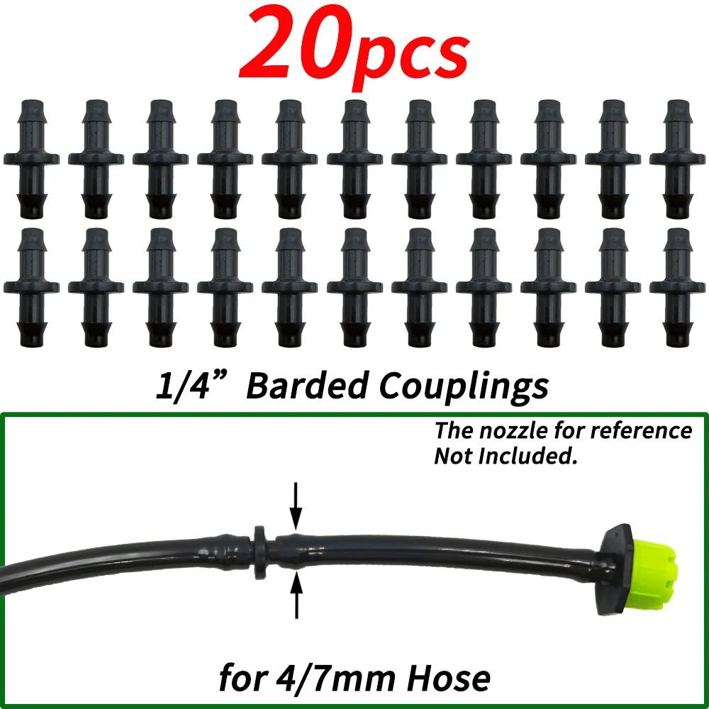 1/4" Barbed Straight Connectors for 4/7mm Drip Irrigation Hose Drip Irrigation Fittings Axl A-20PCS 1/4''