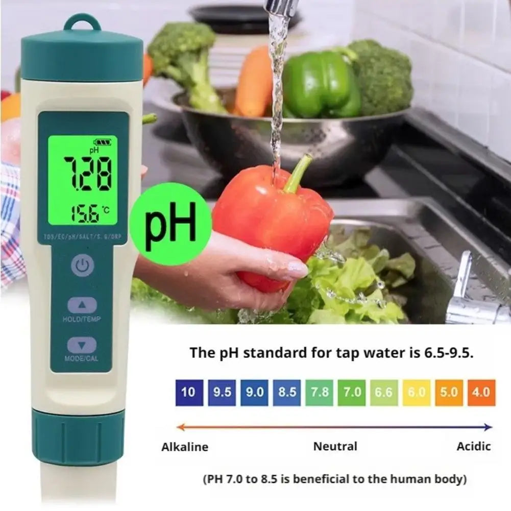 8-in-1 Digital Water Quality Tester – pH ORP TDS EC Salinity Water Quality Meter Axl