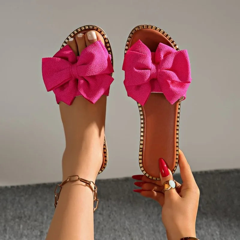 Women's Bow Flat Slides – Lightweight Summer Slippers EU 33–45 Women's Flat Slides Axl 41 Rosy Red