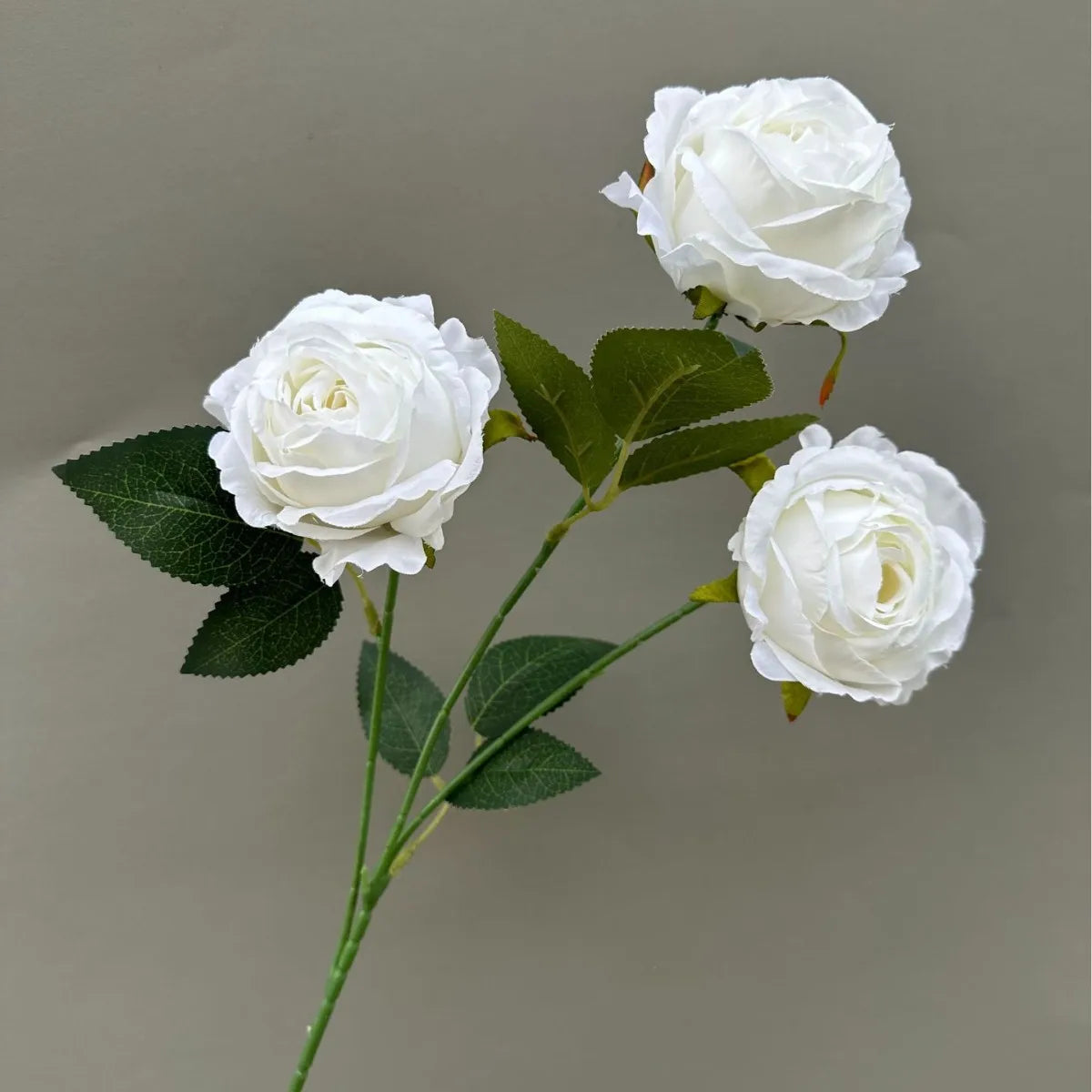 Artificial Silk Rose Branch – 3-Head Flower Stem 26" Tall Artificial Flower Branch Axl white