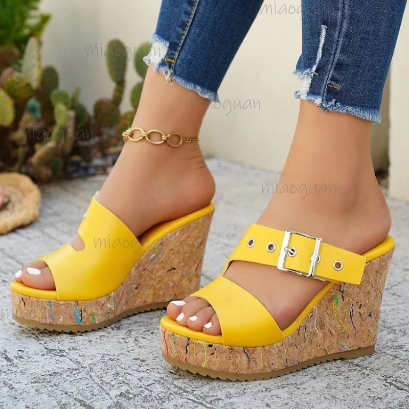 Women's Wedge Platform Sandals – High Heel Gladiator Slip-On Wedge Platform Sandals Axl