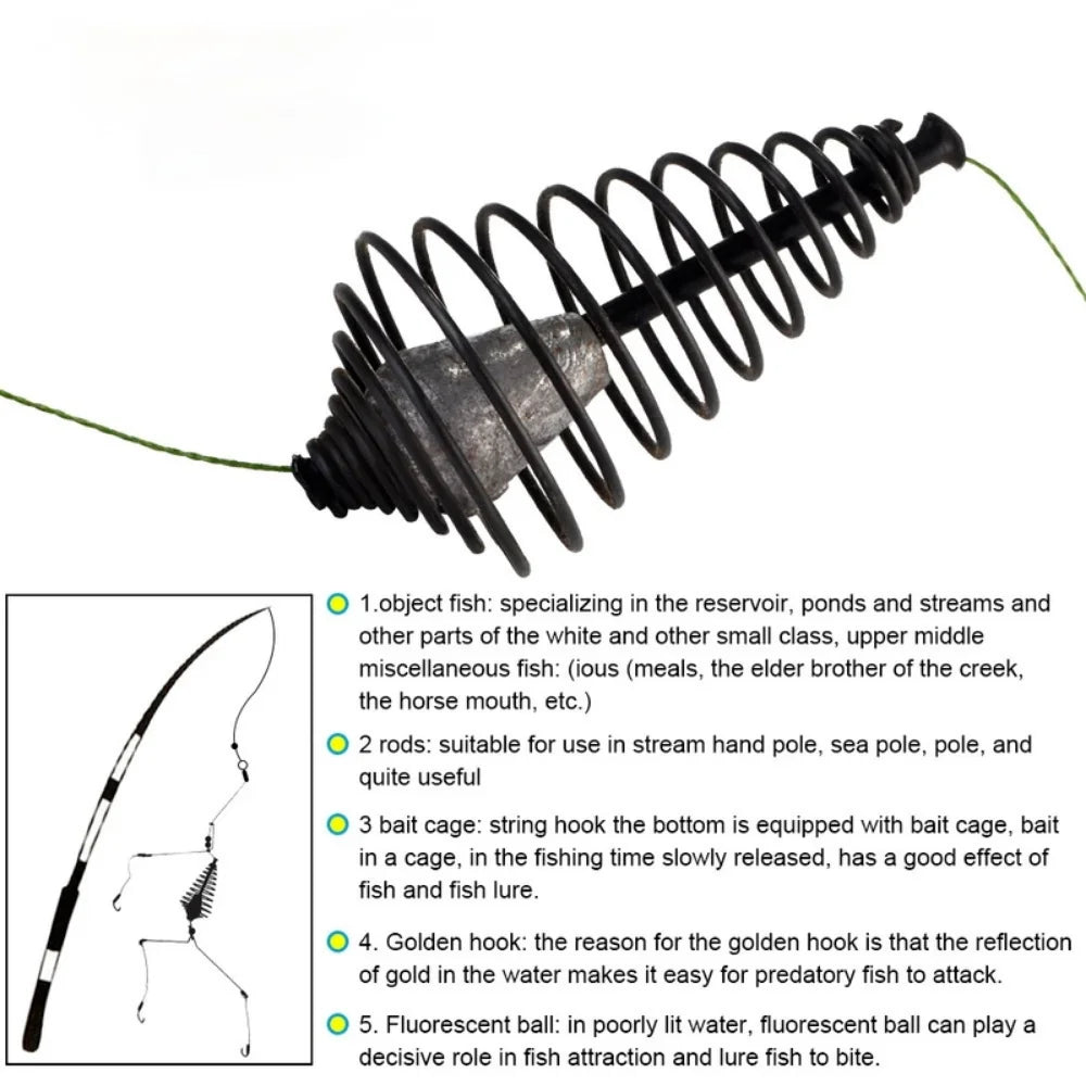 Carp Fishing Bait Cage Feeder Set – Jig Hooks Tackle Kit Fishing Feeder Kit Axl