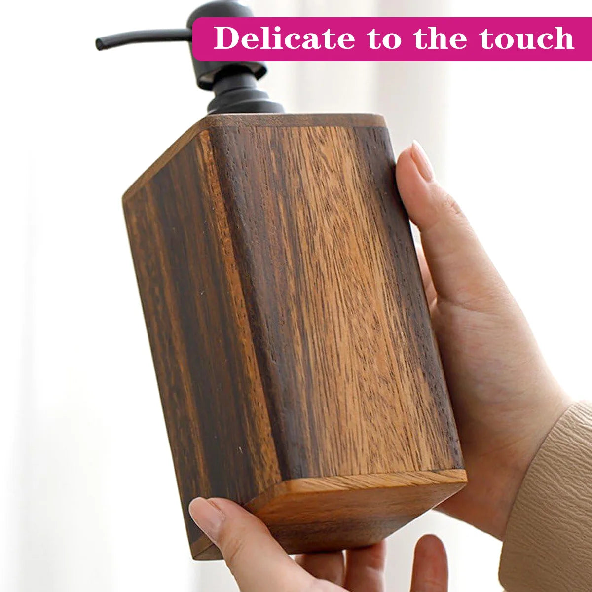 Solid Walnut Wood Soap Dispenser – Refillable Lotion Pump Wood Soap Dispenser Axl