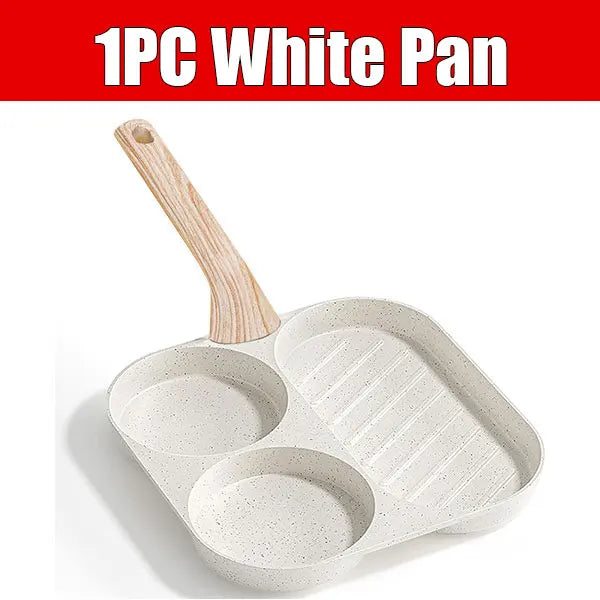 3-in-1 Divided Nonstick Breakfast Frying Pan | Egg & Grill Divided Breakfast Pan Axl 1PC White Pan