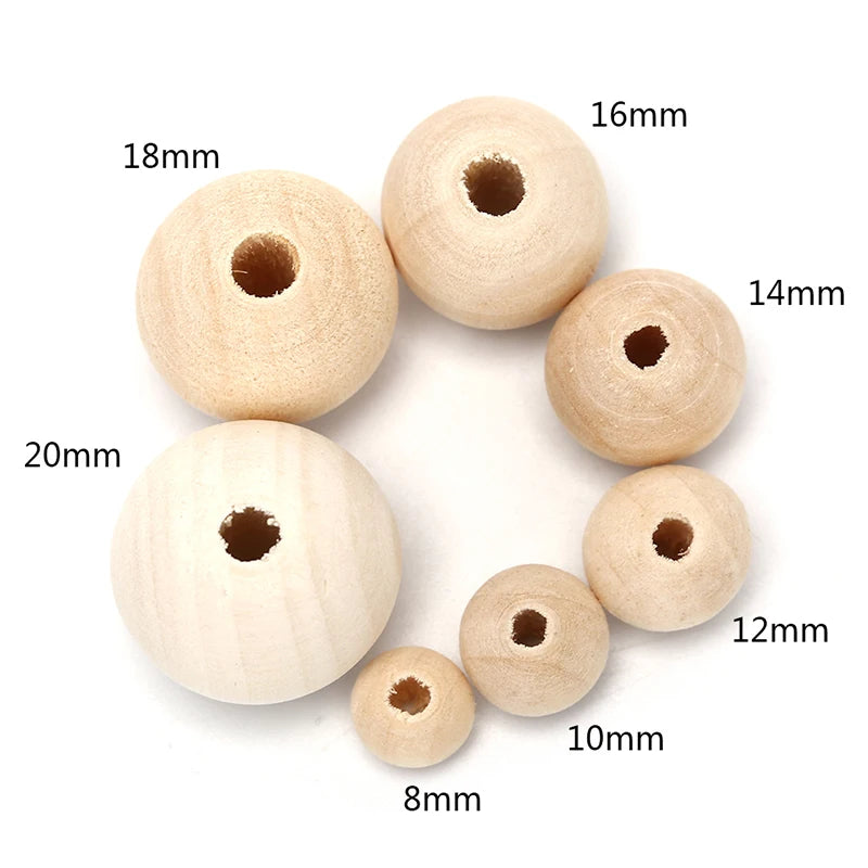 Natural Round Wooden Ball Beads – DIY Jewelry & Craft Making Wooden Craft Beads Axl
