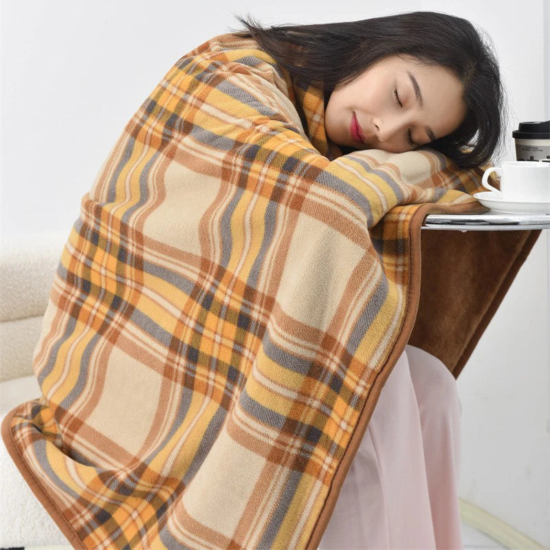 Wearable Plaid Fleece Blanket with Button | Warm Cozy Throw Wearable Fleece Blanket Axl