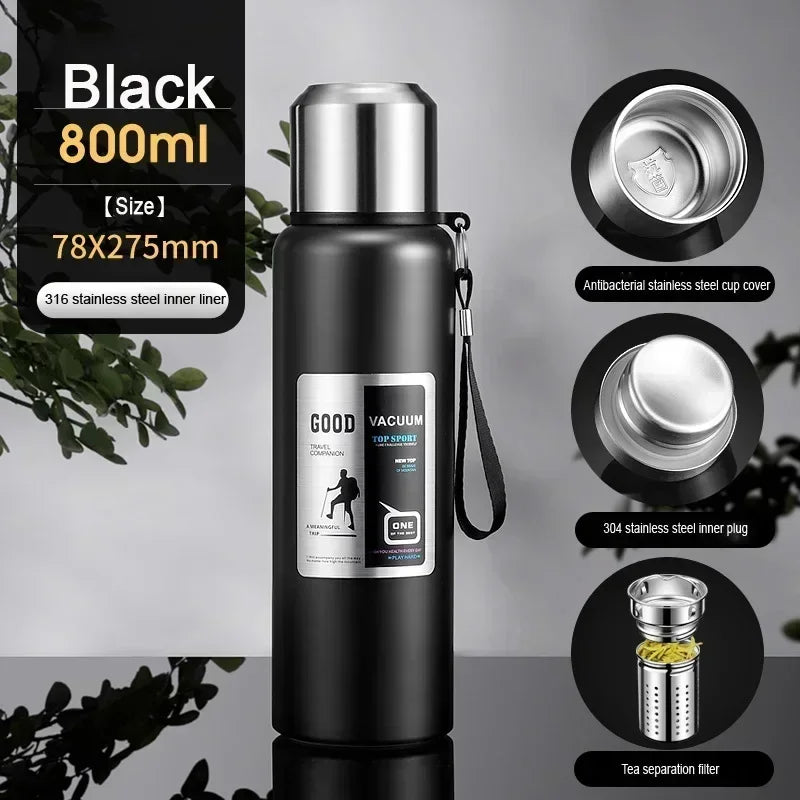 Large Capacity Stainless Steel Insulated Tumbler Travel Flask Insulated Travel Tumbler Axl As whown 1 Black 800ml