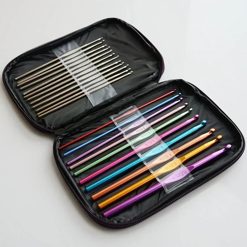22-Piece Crochet Latch Hook & Knitting Needle Set with Case Crochet Needle Set Axl