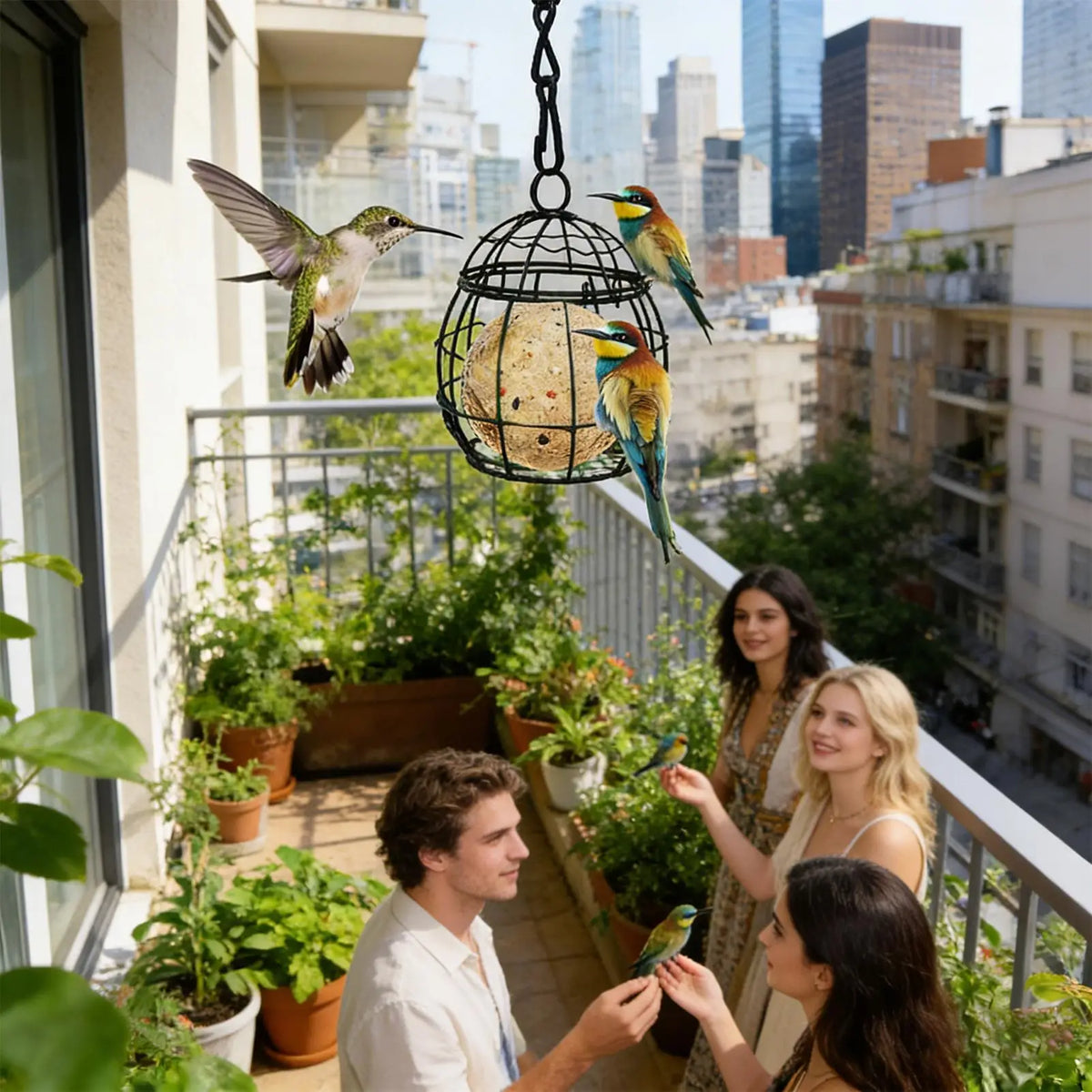 Metal Hanging Suet Ball Bird Feeder with Hook – Garden & Yard Suet Ball Bird Feeder Axl