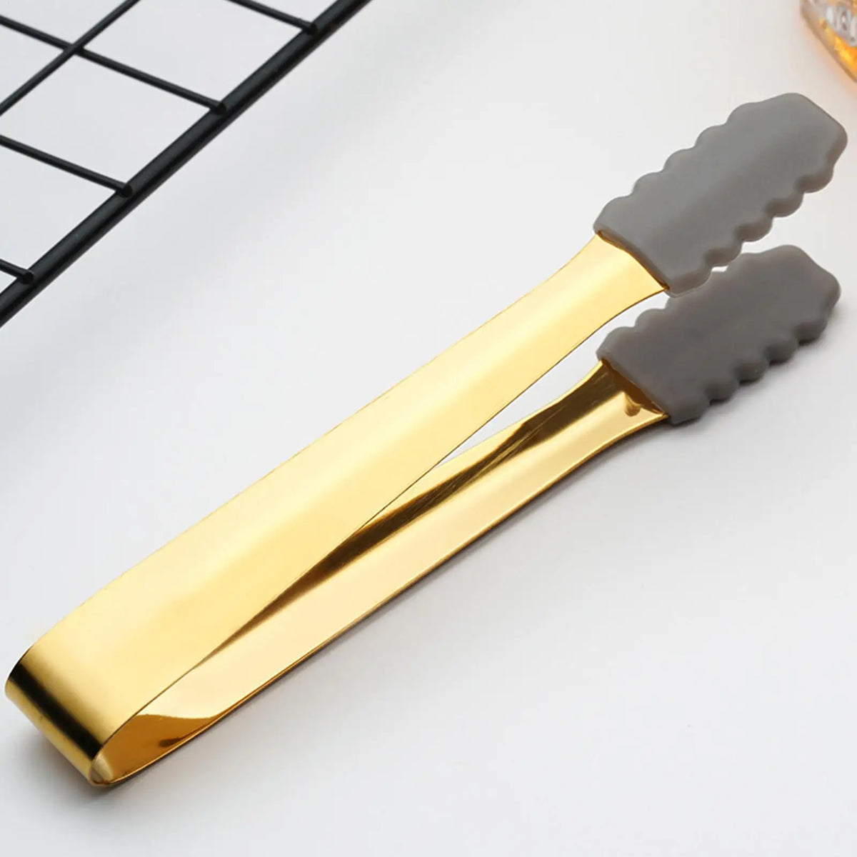 Stainless Steel Silicone Ice & Sugar Cube Tongs | Non-Slip Kitchen Tongs Axl
