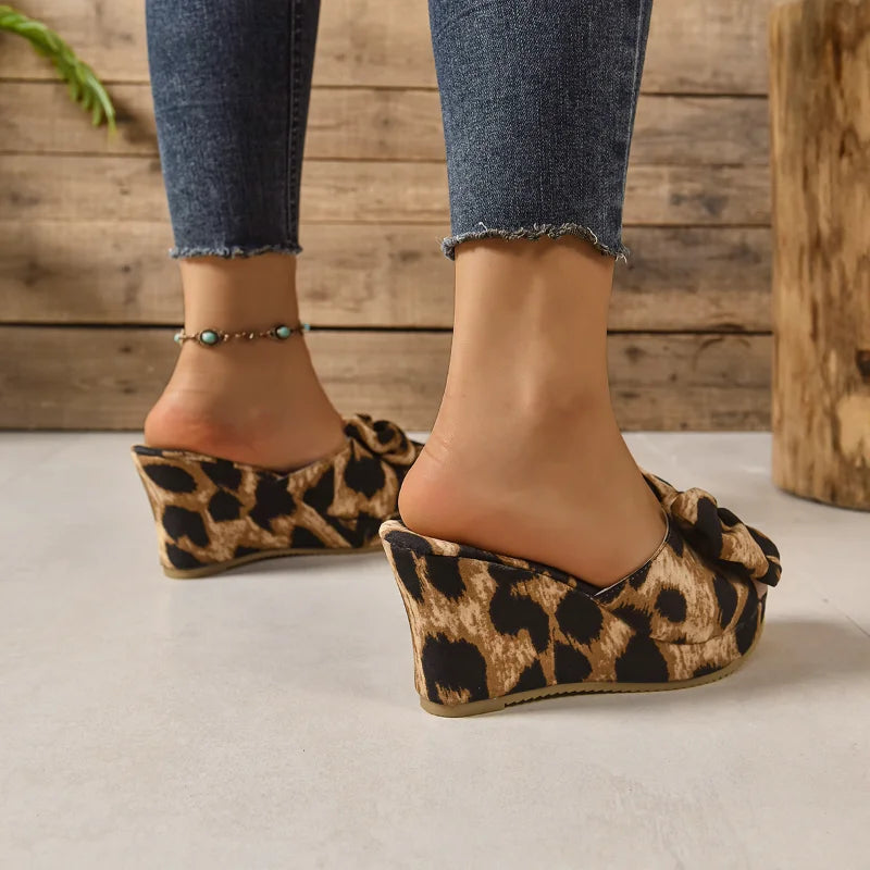 Women's Flower Wedge Platform Sandals – Leopard Chunky Sole Wedge Platform Sandals Axl