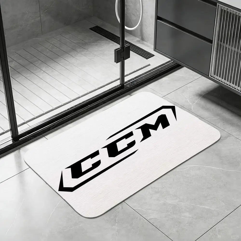 Diatomite Bath Mat – Hockey Print, Quick-Dry & Anti-Slip Diatomite Bath Mat Axl White4 50x80cm
