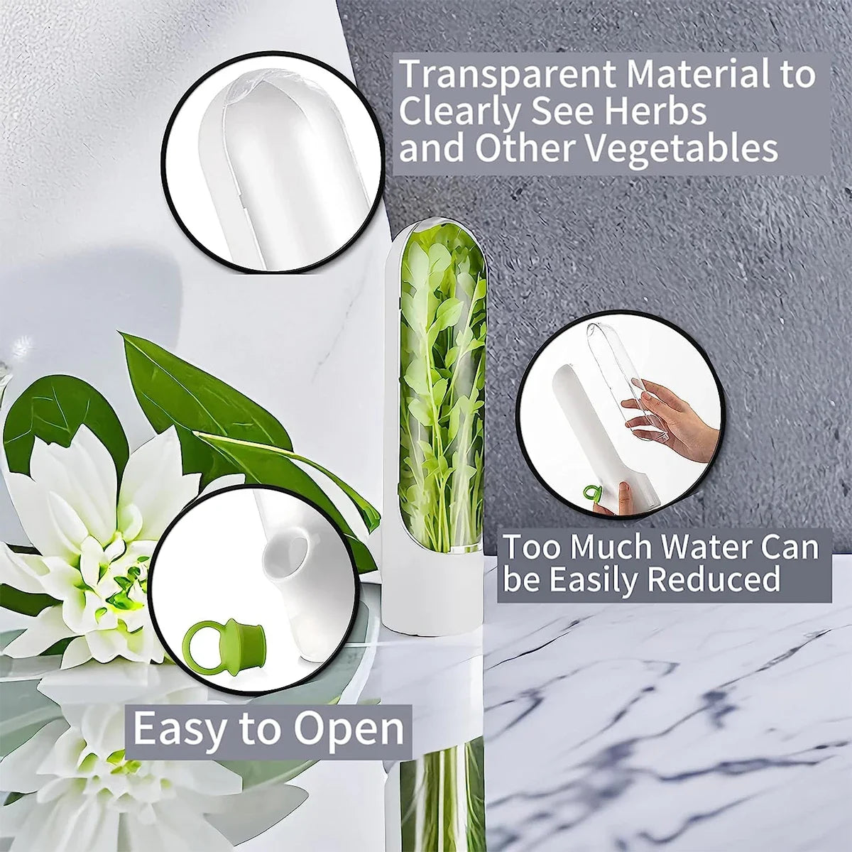 Fresh Herb Keeper Container – Fridge Herb Storage Pod Herb Storage Container Axl