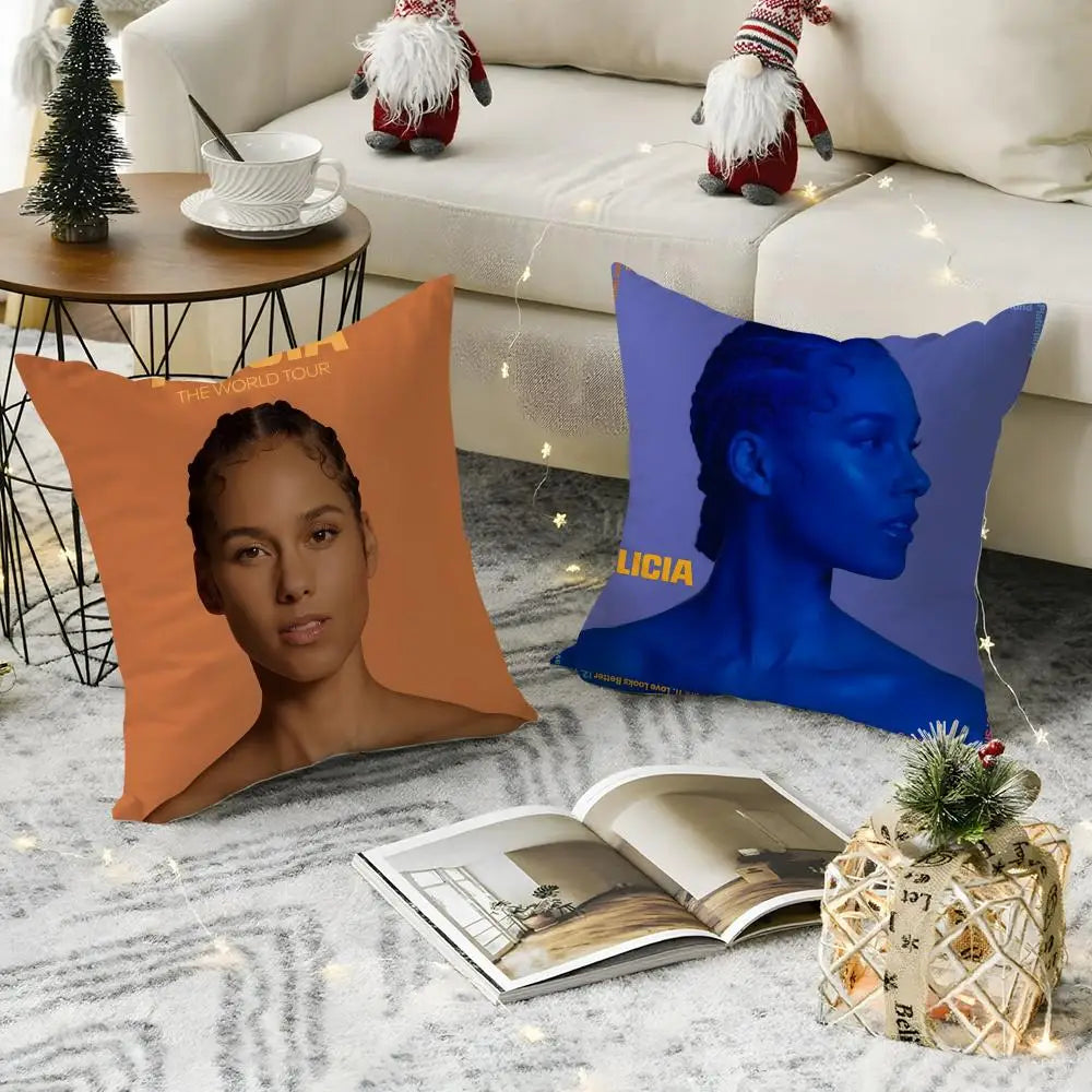 Alicia Keys Linen Cushion Cover | Breathable Pillowcase Hidden Zipper Decorative Pillow Cover Axl