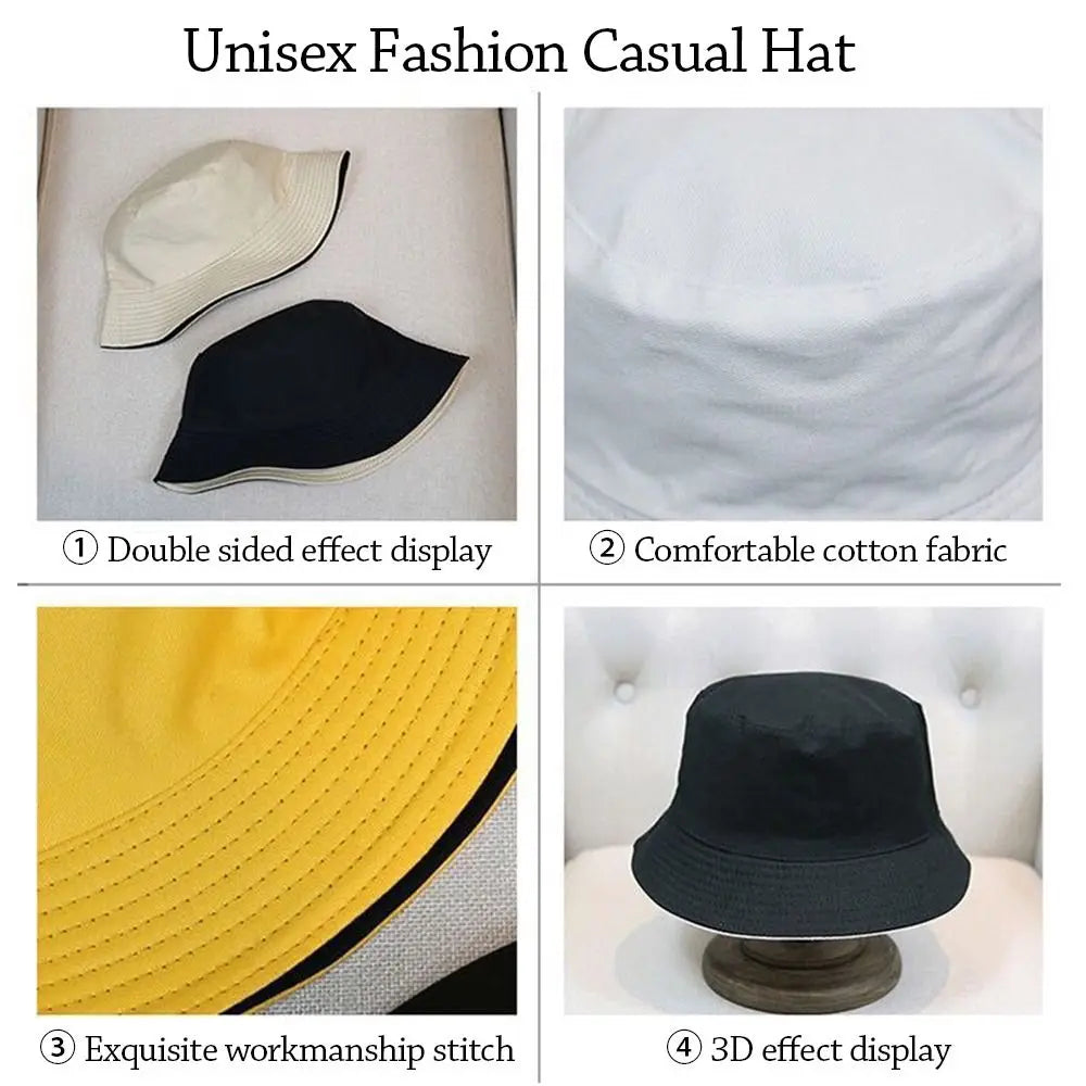 Double-Sided Bucket Hat – Foldable Wide Brim Sun Cap Unisex Bucket Hat Axl