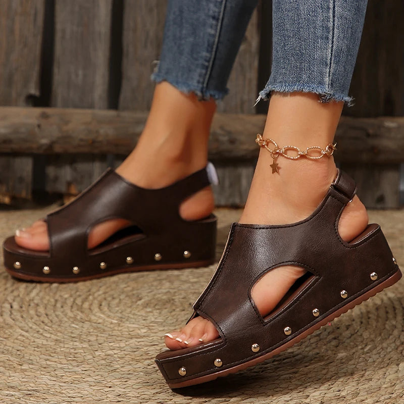 HAJINK Women's Platform Wedge Sandals – Summer Buckle Strap Platform Wedge Sandals Axl
