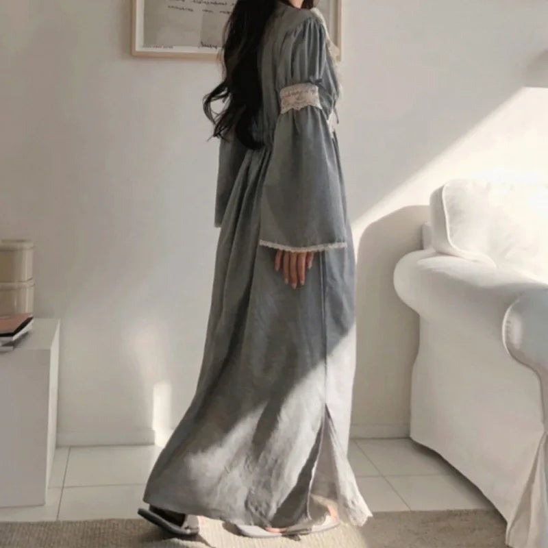 Vintage Lace V-Neck Women's Nightgown – Ankle-Length Sleep Dress Women's Nightgown Axl