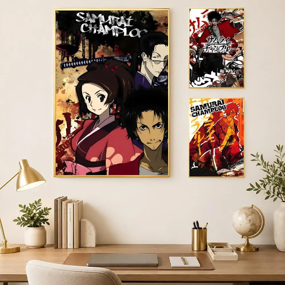 Samurai Champloo Anime Poster – Self-Stick HD Waterproof Wall Art Anime Wall Poster Axl
