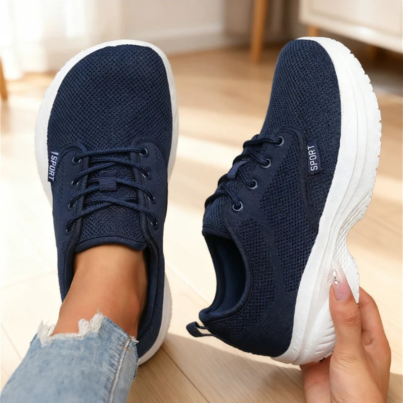 ZULIWAGN Women's Platform Sneakers – Breathable Wide Toe Shoe Platform Sneakers Axl Navy Blue 44