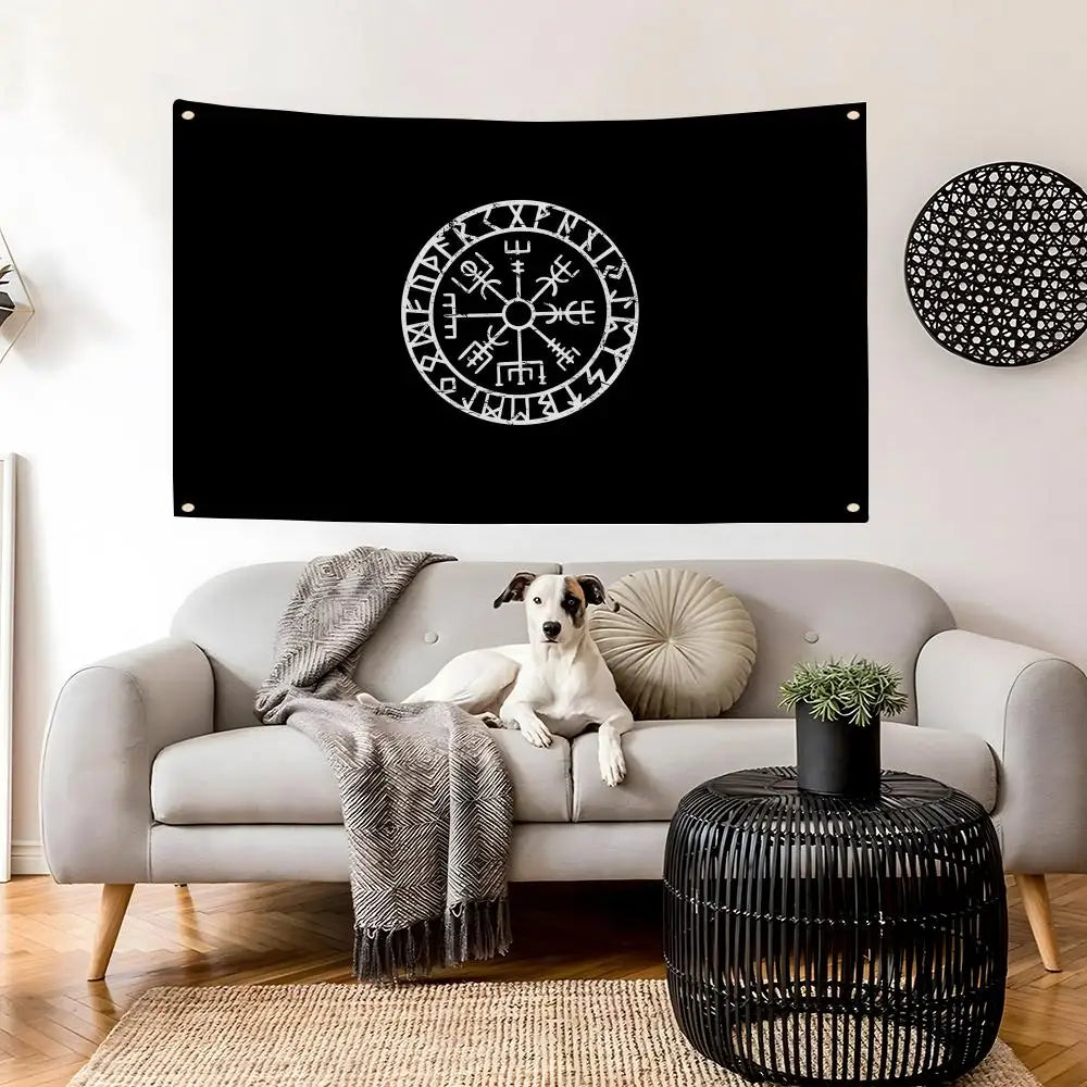 Valhalla Vegvisir Viking Flag – Indoor & Outdoor Wall Banner Decorative Wall Flag Axl