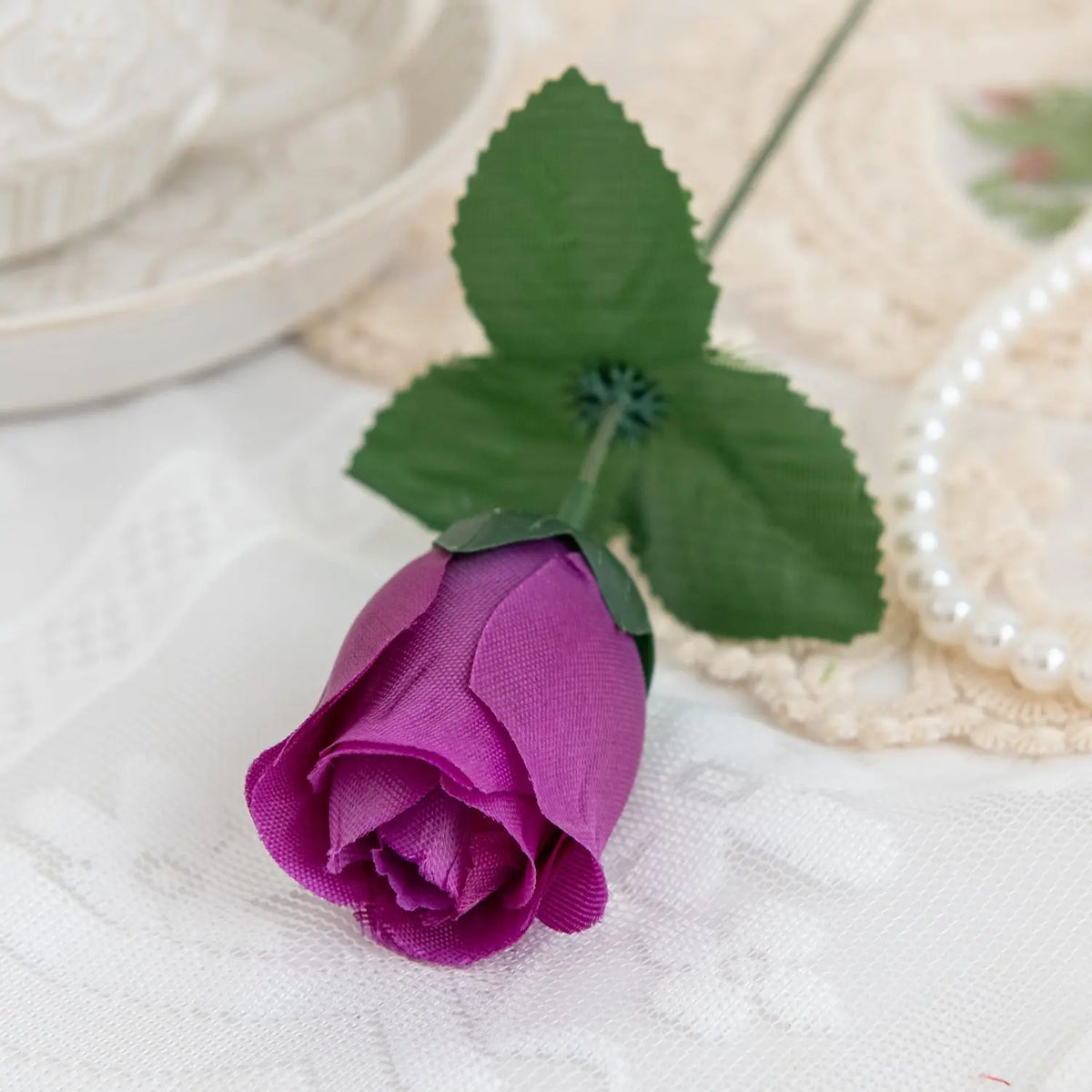 Silk Red Roses Artificial Flowers 5/10 Pcs | Wedding Bouquet Artificial Flowers Axl PURPLE 5pcs