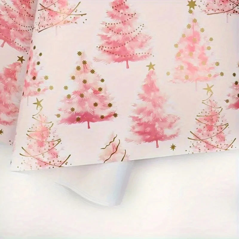 Christmas Tree Golden Foil Gift Wrapping Paper Roll 17x118in Gift Wrapping Paper Axl