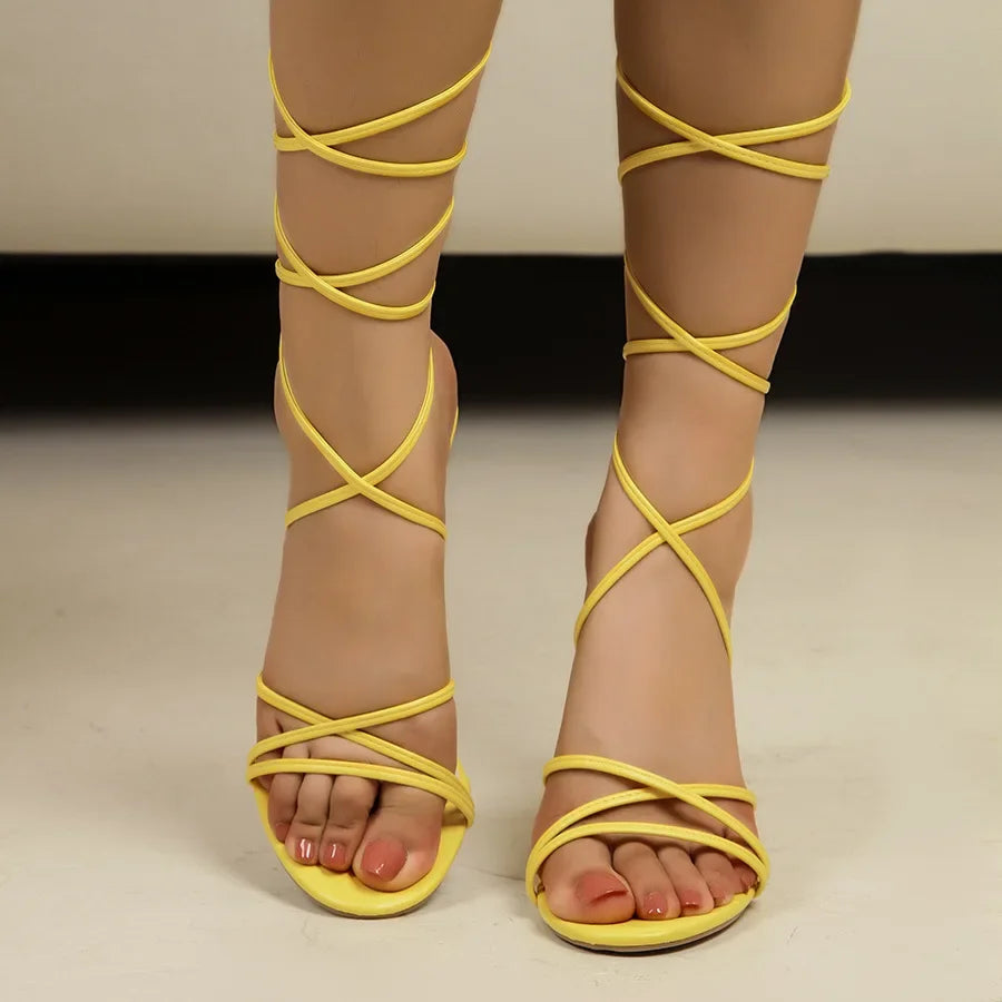 Women's Gold High-Heel Platform Strap Sandals | Pointed Toe High-Heel Platform Sandals Axl