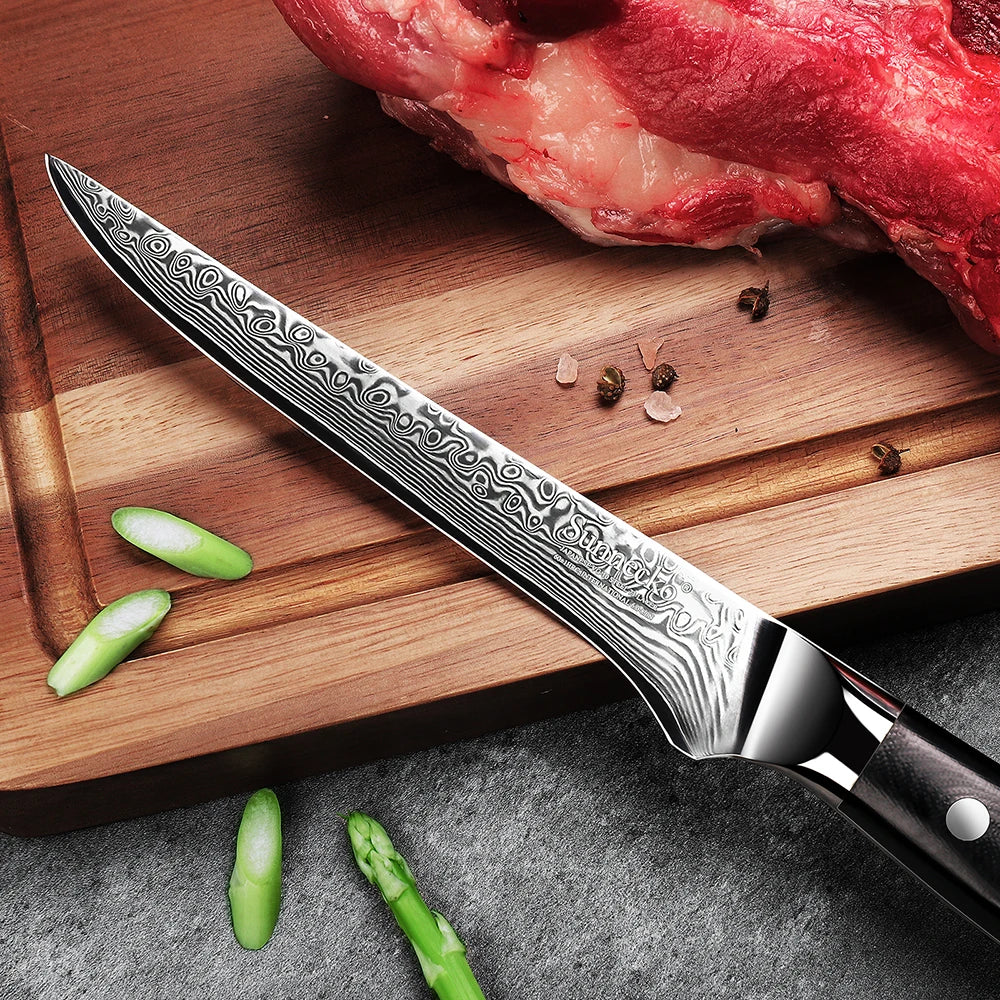 Sunnecko 6" Damascus Boning Knife – 73-Layer VG10 Steel Boning Fillet Knife Axl