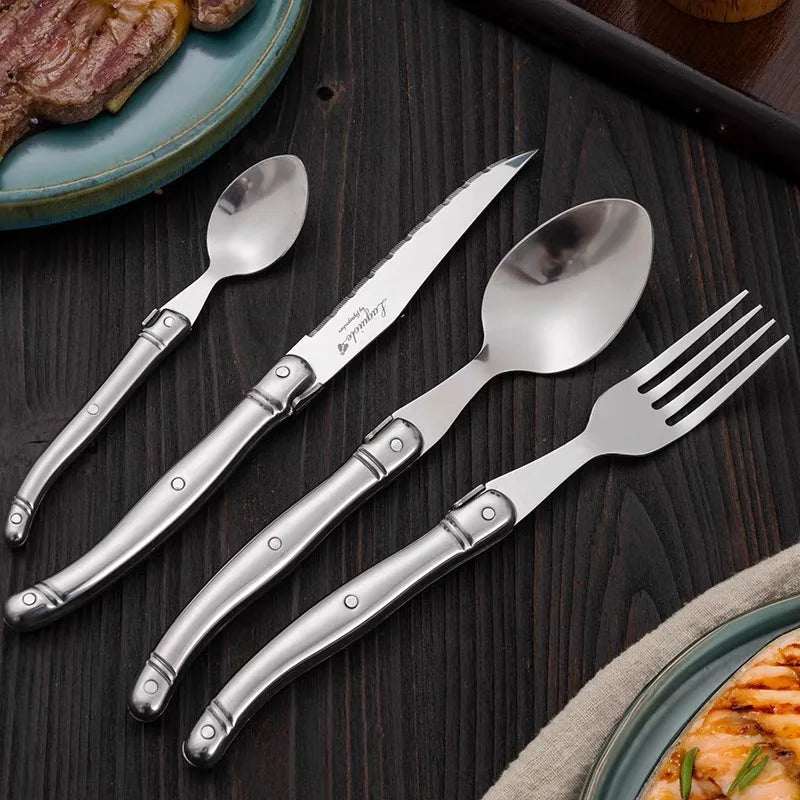 Laguiole Stainless Steel Cutlery Set – 4–24 Piece Silverware Cutlery Set Axl