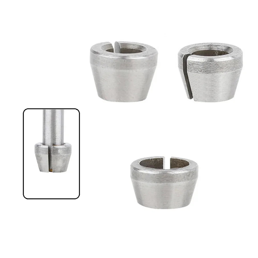 3-Piece Collet Chuck Adapter Set – 6mm, 6.35mm & 8mm Router Router Collet Adapter Axl
