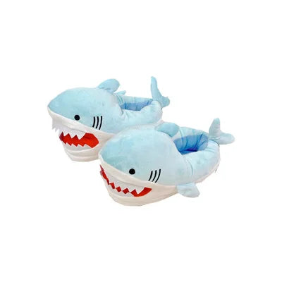 Lorilury Shark Furry Slippers – Women's Cartoon Indoor Slides Novelty Fur Slippers Axl Blue ONE SIZE