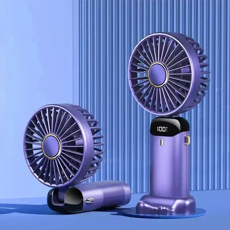 Portable Rechargeable Fan – LED Display, 5 Speeds, 90° Tilt Portable Desk Fan Axl
