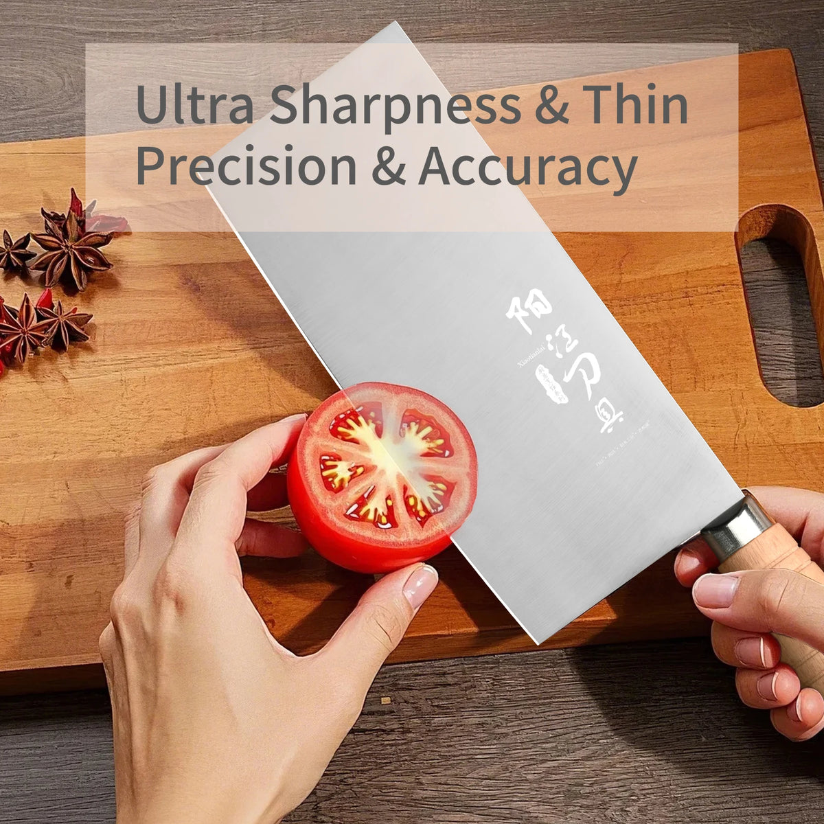PLYS Stainless Steel Chef Knife – Sharp Wooden Handle Slicer Chef Knife Axl