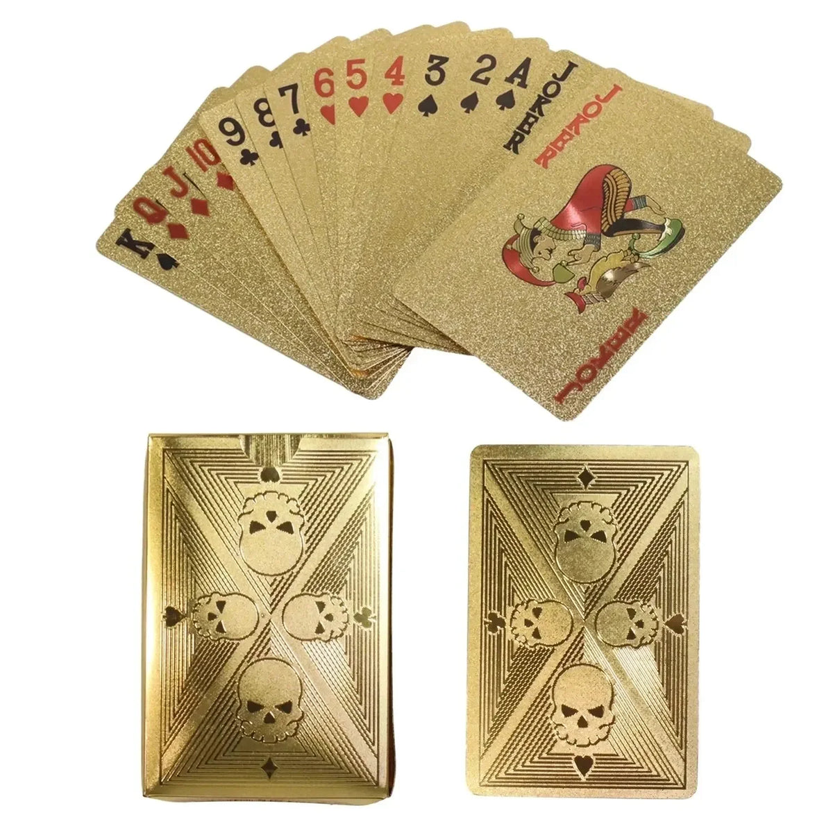 Gold Foil Skull PVC Playing Cards – Waterproof Poker Deck Playing Cards Deck Axl Golden Skull