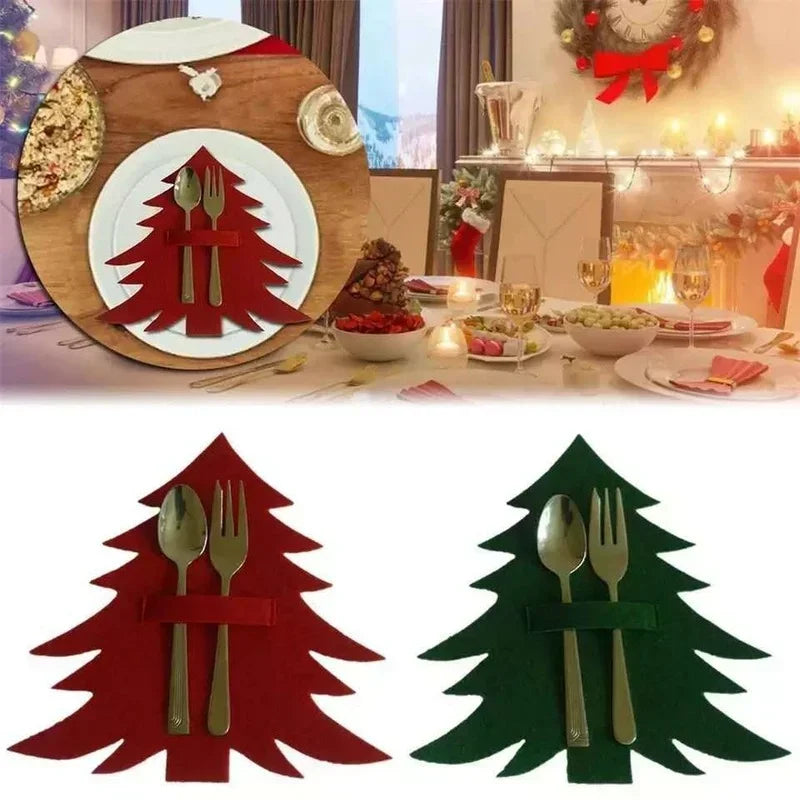 Christmas Tree Cutlery Holder – Festive Non-Woven Tableware Bag Cutlery Holder Bag Axl