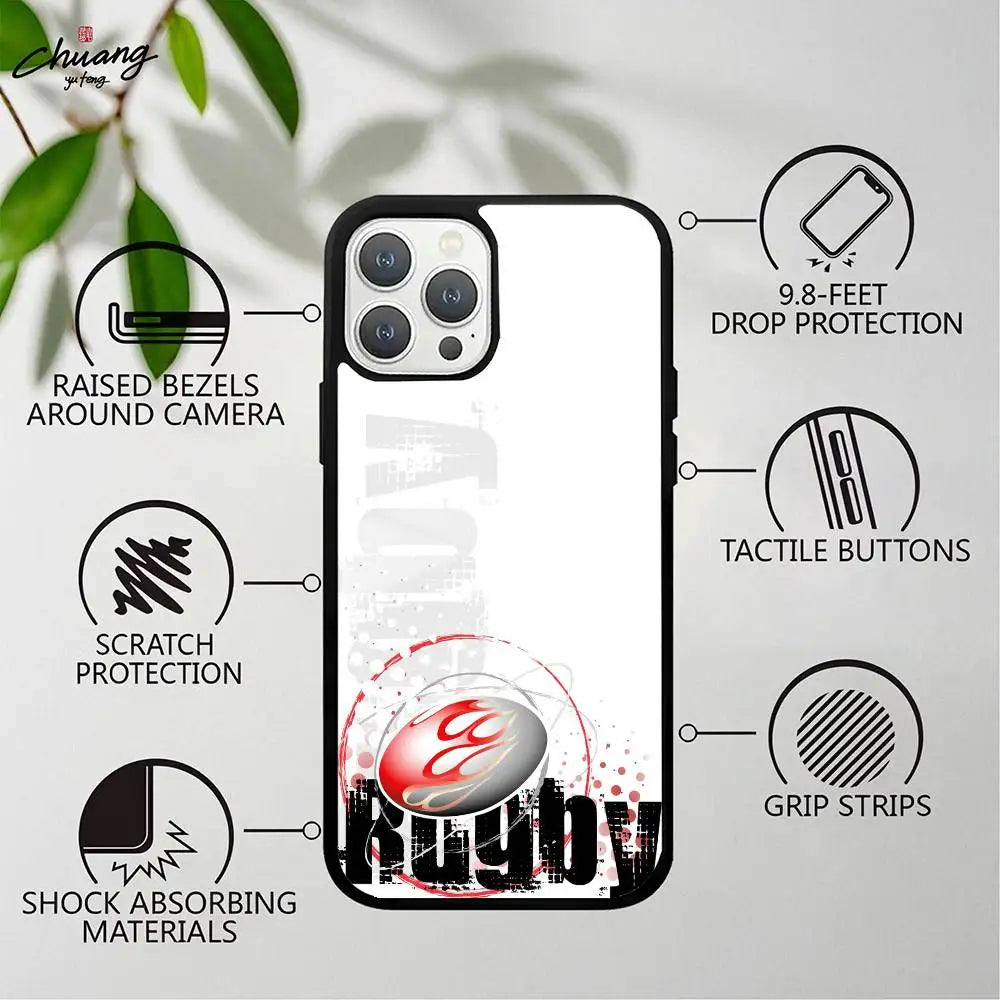 Rugby Sport iPhone Case Frosted Mirror Cover 11–16 Pro Max iPhone Phone Case Axl iPhone16PROMAX z3