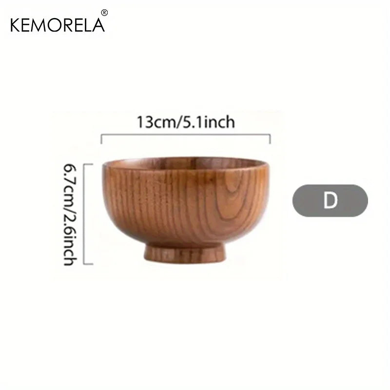 KEMORELA Natural Wooden Bowl – Salad, Rice & Fruit Serving Wooden Serving Bowl Axl D