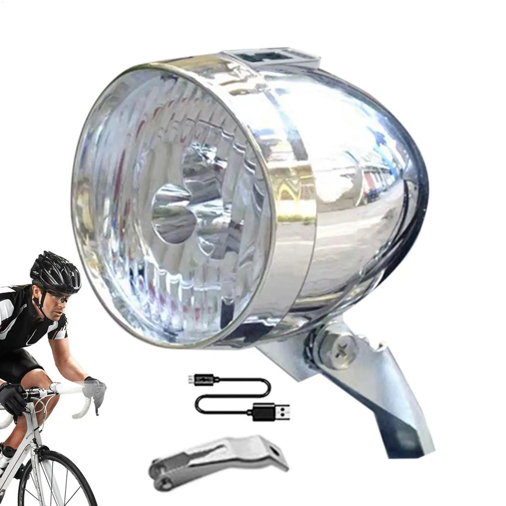 Retro Bike Headlight – USB Rechargeable 3 LED Front Light Bicycle Headlight Axl
