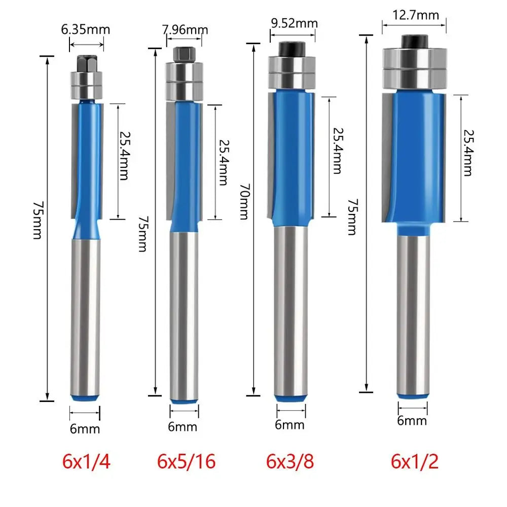 6mm Double Bearing Flush Trim Router Bit – Carbide Woodworking Router Bit Axl