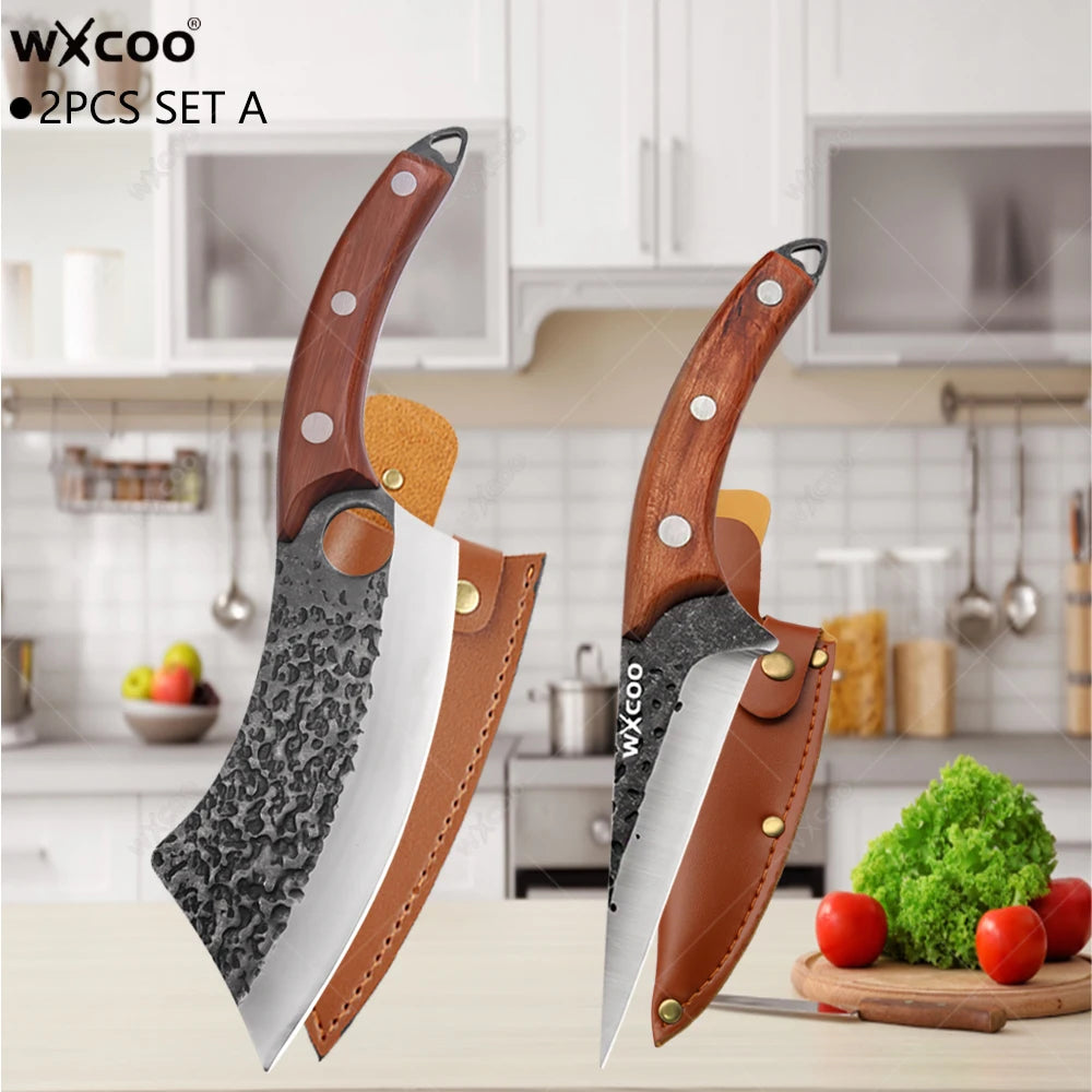 WXCOO Hand-Forged Boning & Slicing Knife – Stainless Steel Boning Knife Axl 2PC SET A